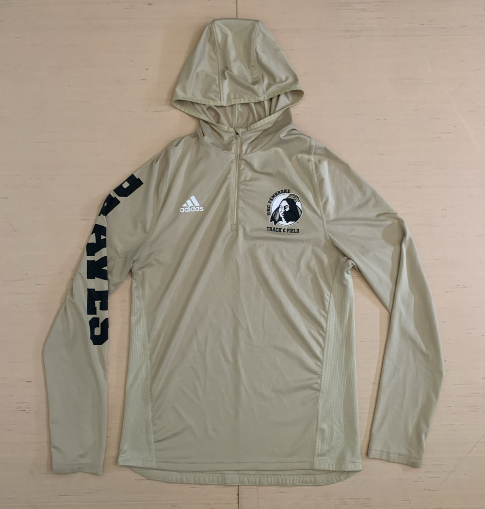 Adidas Men's Size M UNC Pembroke Braves Track & Field Hooded 1/4 Zip T-Shirt